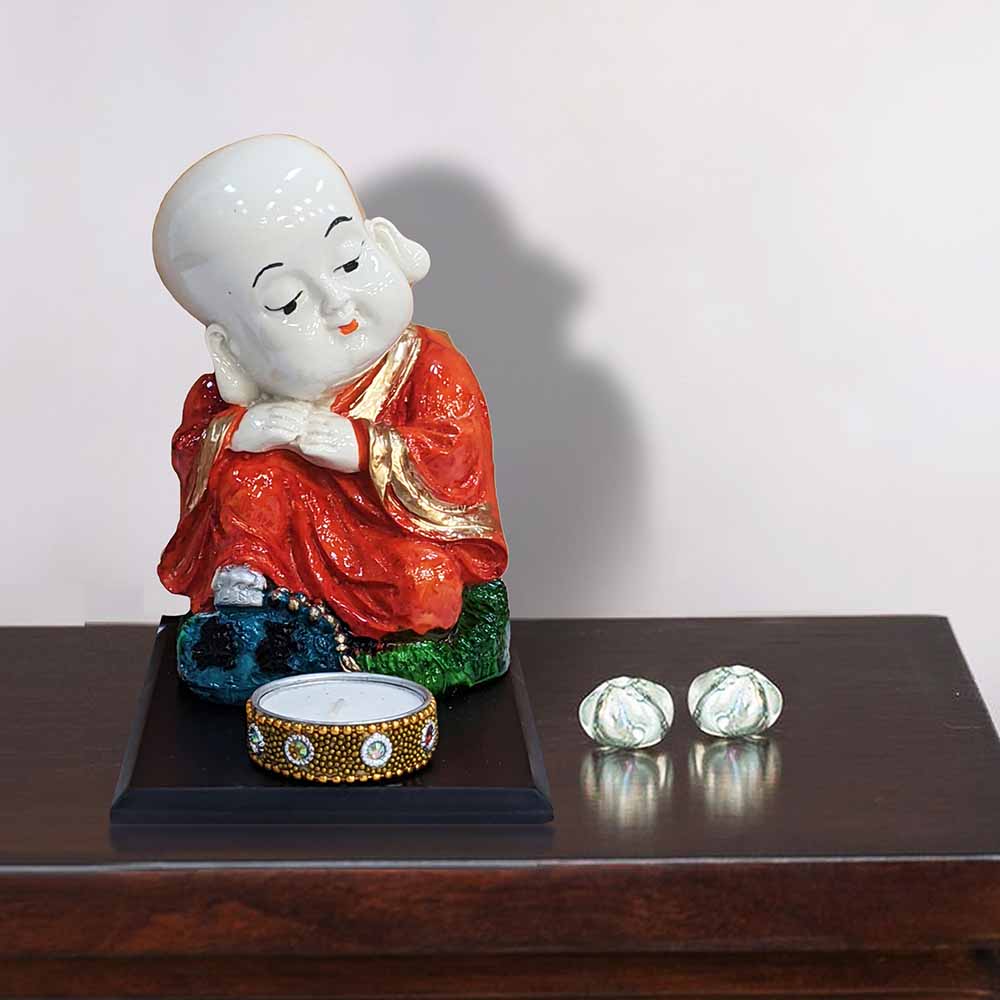 Sitting Laughing Buddha Baby Monk Idol